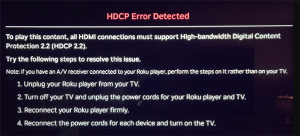 HDCP Error Detected