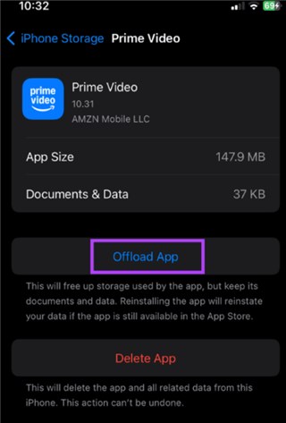 Offload Prime Video App