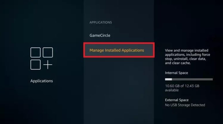 Press Managed Installed Applications