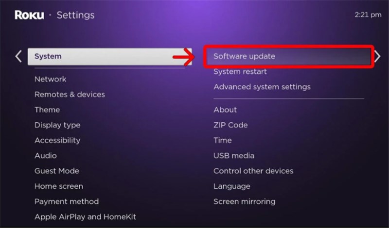 Choose Software Update