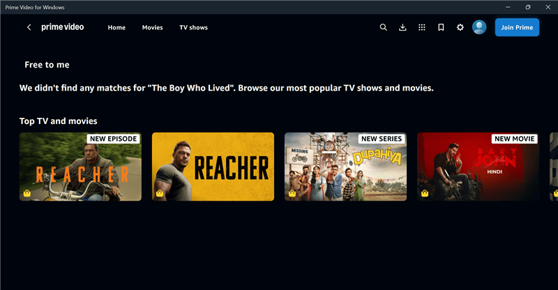 Search Title on Amazon prime