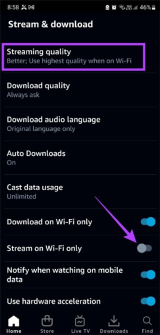 Turn off Download on Wi-Fi Only