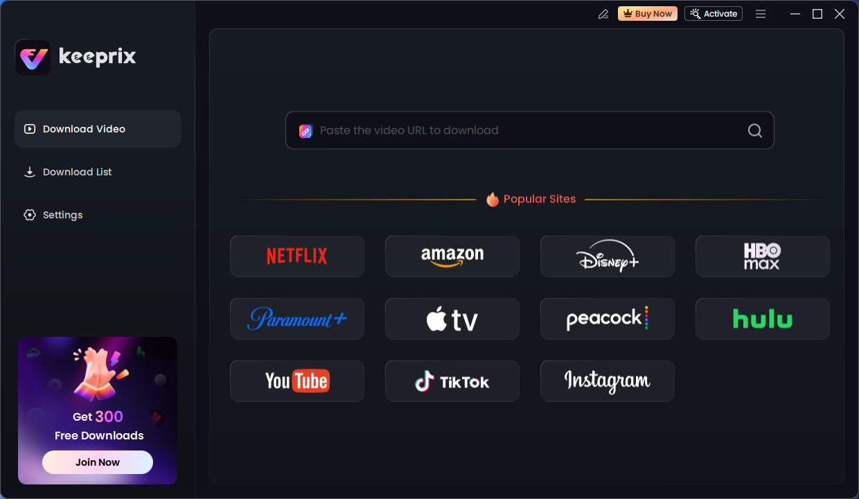 Keeprix Downloader Main Screen