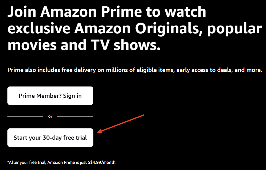 Start a Free Trial in Prime Video